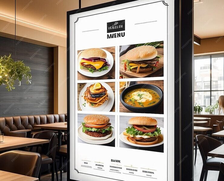 restaurant menu displays