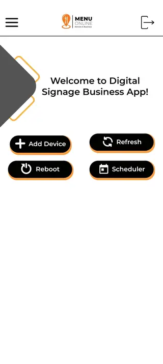 Menuonline Business and Remote App home screen with the Add Device button