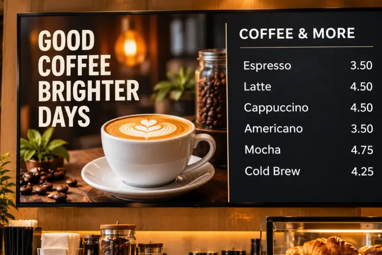 Nento digital signage for Cafés & Coffee Shops